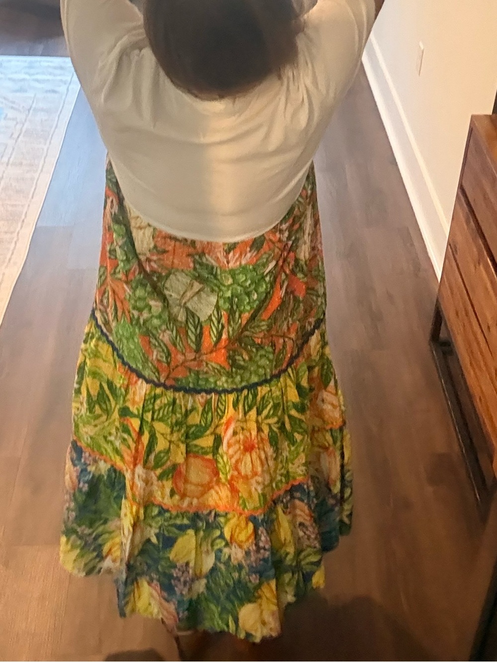 FARM Rio White Maxi Dress with Green, Yellow and Orange Tropical Print - Picture 5 of 12